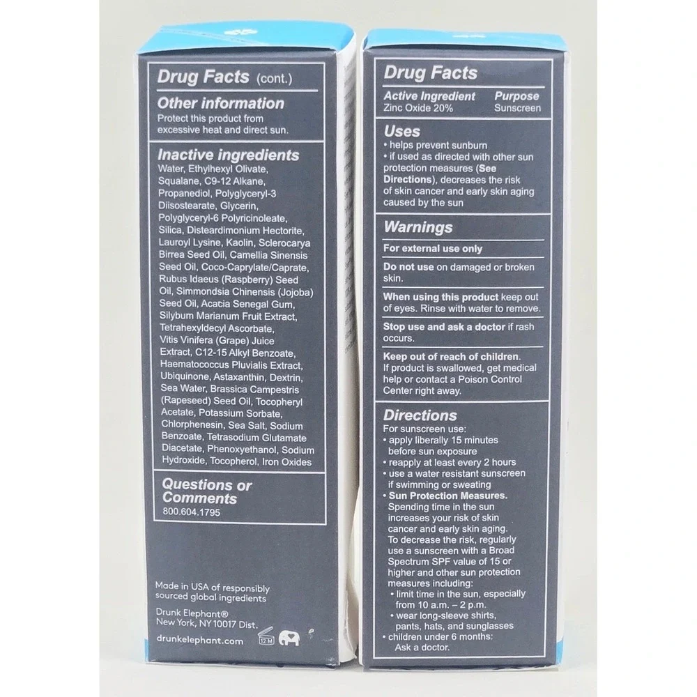 Drunk Elephant Umbra Sheer Mineral Cream 2oz 60ml SPF 30 NEW 2-Pack Sunscreen